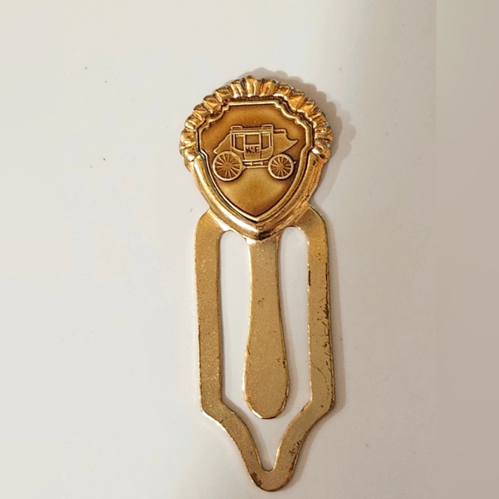 Vintage Brass "BOOK PAGE MARKER" or Money Clip - Stagecoach Design